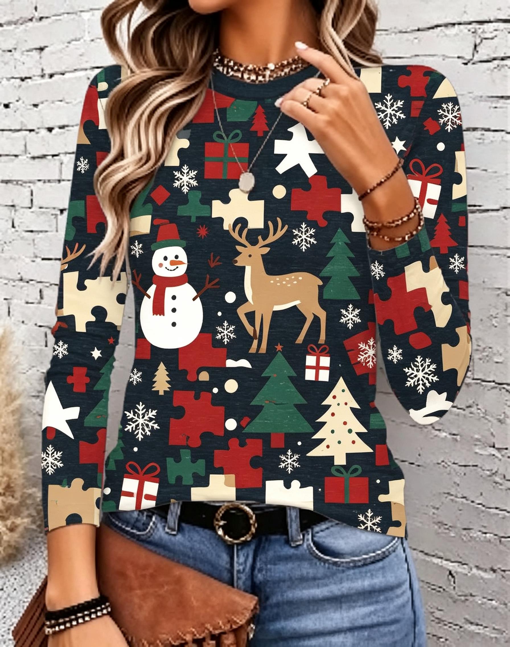 Women Top Fashion - Camisa de manga comprida para mulher,