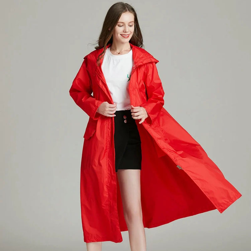 Women'S Fashion Rain Jacket - Mulheres leve vermelho preto respirável capa
