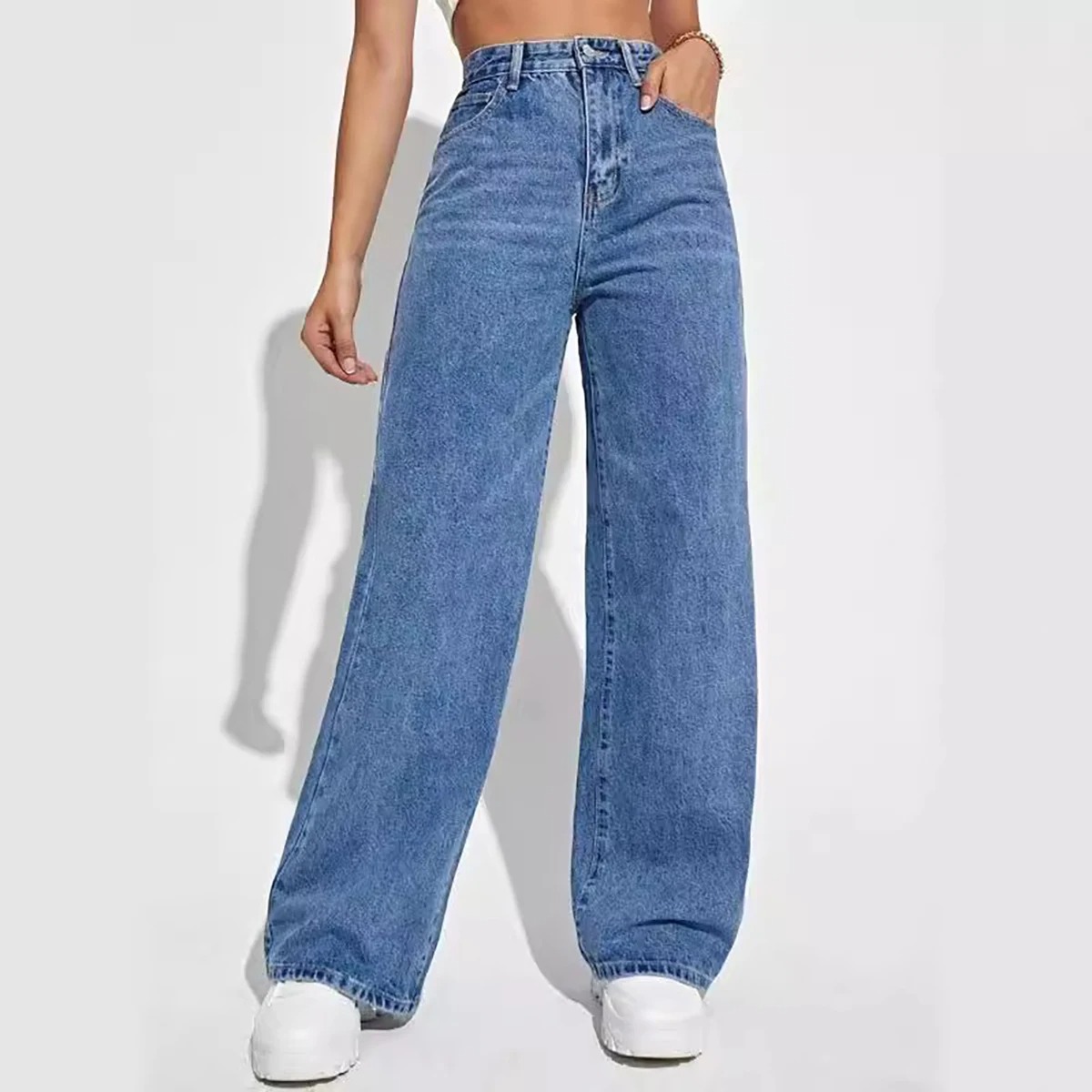 Mom Jeans Women - Moda retro azul jeans feminino y2k