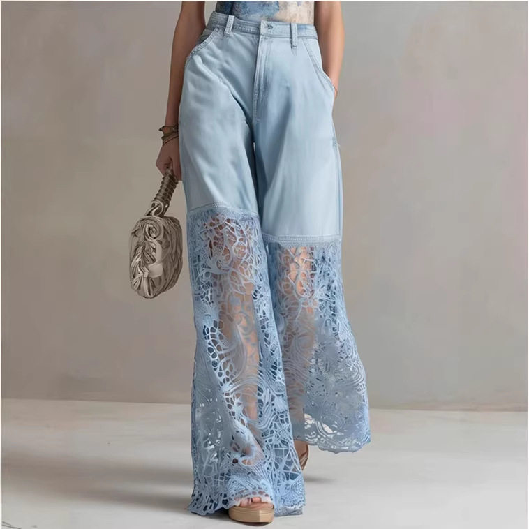 Mom Jeans Women - Calça Jeans Feminina Elegante com Renda