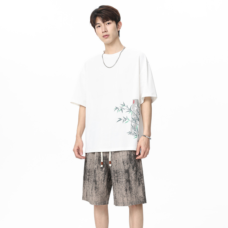 Tie Dye Two Piece - Conjunto Masculino Estilo Chinês: Camiseta de