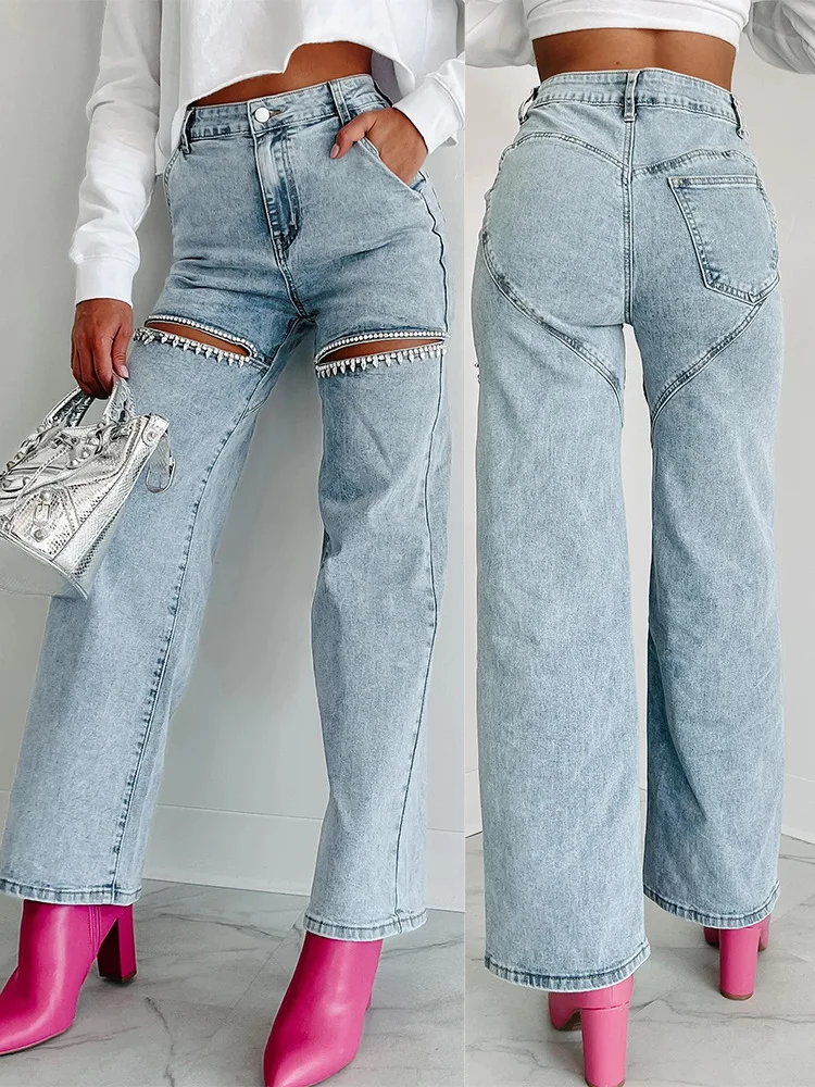 Mom Jeans Women - Moda feminina denim calças de cintura