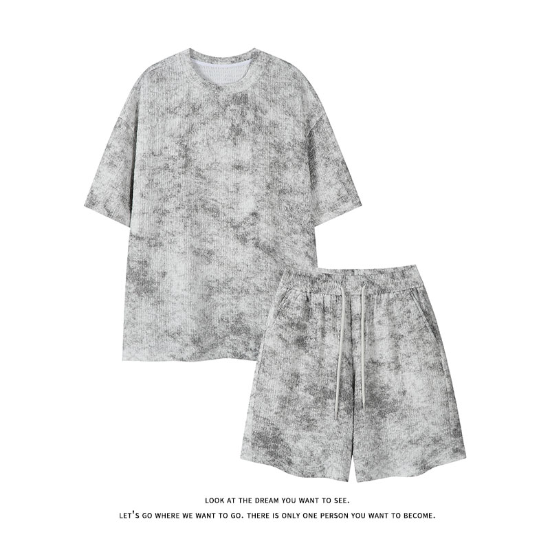 Tie Dye Two Piece - Conjunto masculino de verão estilo americano,