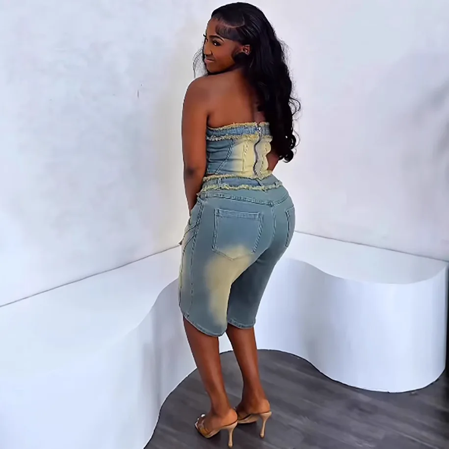 Women Fashion Jeans - Ternos jeans femininos europeus e americanos.