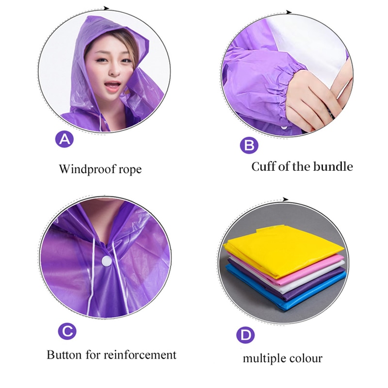1 peça Capa de Chuva com Capuz - Women'S Fashion Rain Jacket avaliação e preço