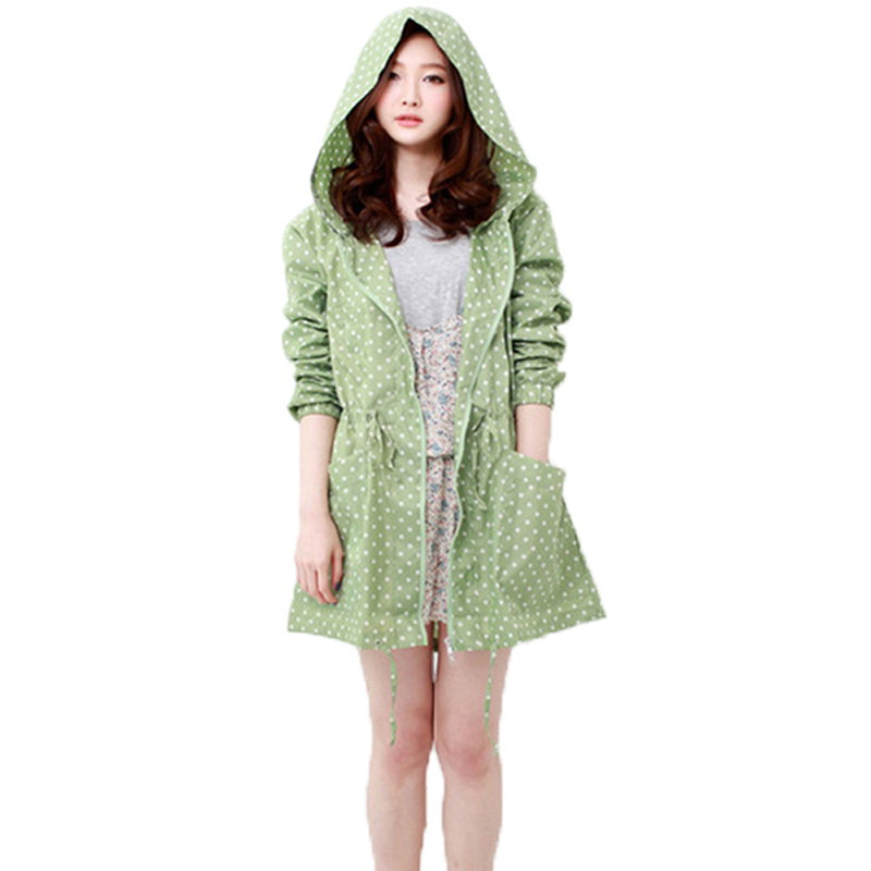 Moda dot print feminino capa d - Women'S Fashion Rain Jacket avaliação e preço