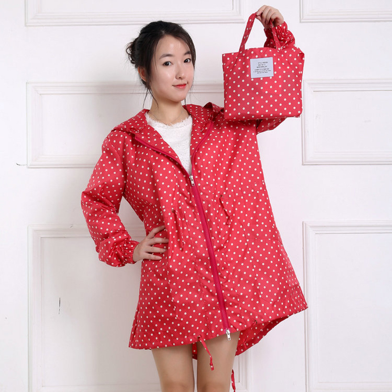 Moda dot print feminino capa d - Women'S Fashion Rain Jacket avaliação e preço