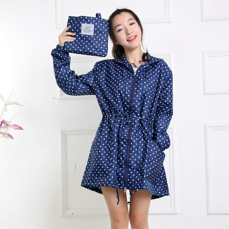Moda dot print feminino capa d - Women'S Fashion Rain Jacket avaliação e preço