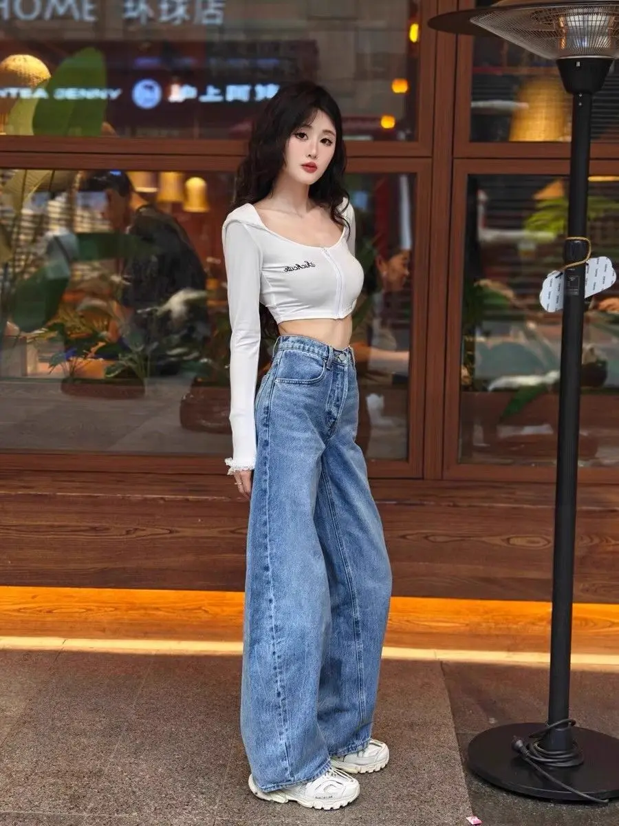 Estilo americano cintura alta  - Mom Jeans Women avaliação e preço