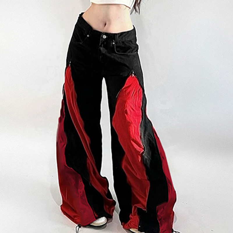 Zíper escuro retalhos contrast - Mom Jeans Women avaliação e preço