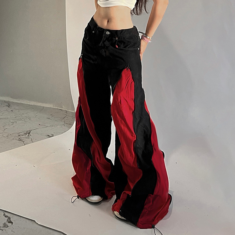 Zíper escuro retalhos contrast - Mom Jeans Women avaliação e preço