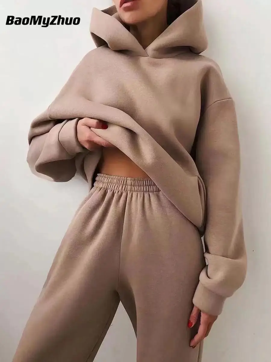 Inverno conjuntos de duas peça - Hoodie Women Oversized avaliação e preço