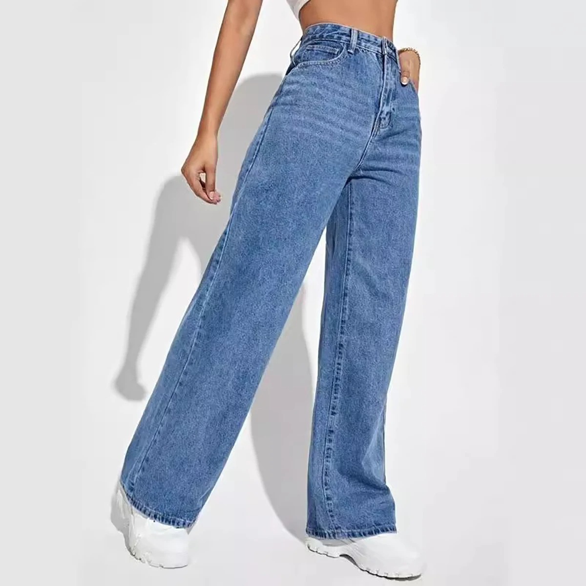 Moda retro azul jeans feminino - Mom Jeans Women avaliação e preço