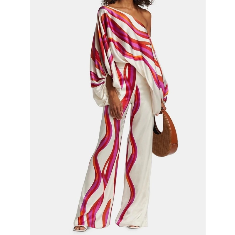 Feminino cetim impressão pijam - Women'S Fashion Pajamas avaliação e preço