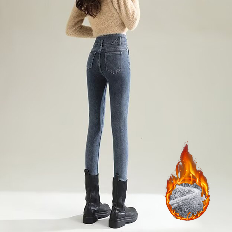 Inverno senhora chique pelúcia - Women Fashion Jeans avaliação e preço