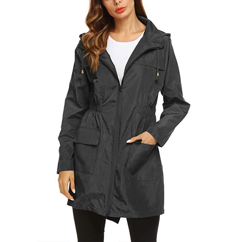 Moda feminina todas as estaçõe - Women'S Fashion Rain Jacket avaliação e preço