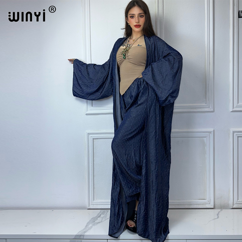 WINYI-Terno jeans de perfuraçã - Women'S Fashion Kimono avaliação e preço