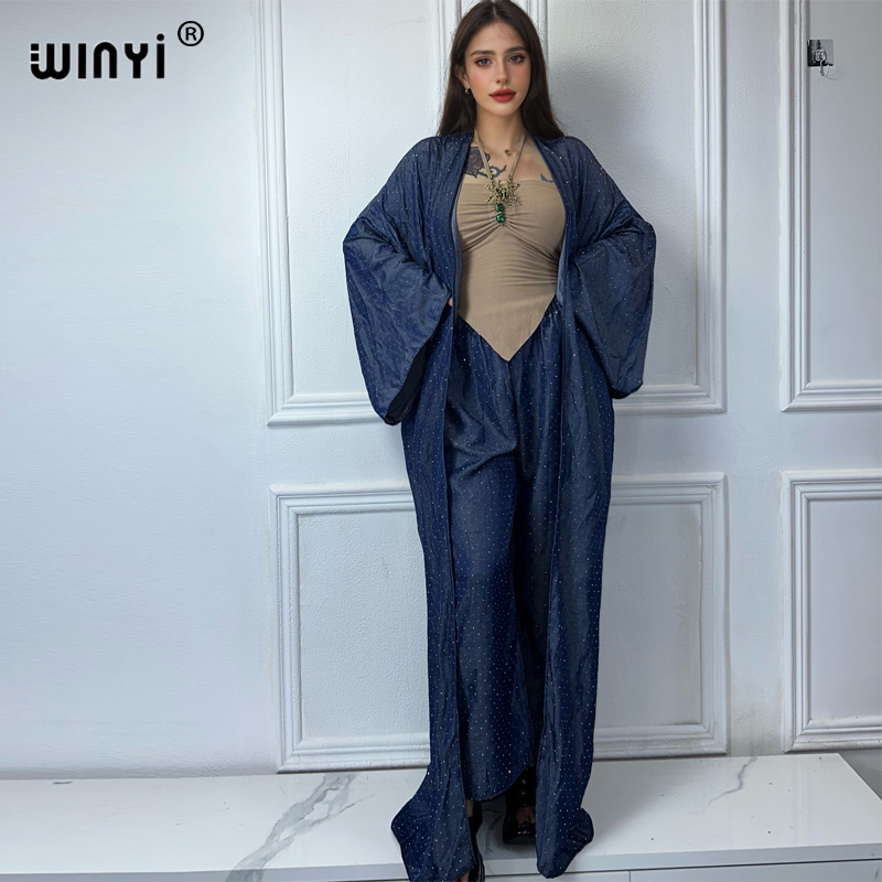 WINYI-Terno jeans de perfuraçã - Women'S Fashion Kimono avaliação e preço