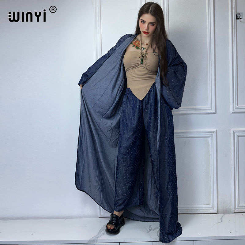 WINYI-Terno jeans de perfuraçã - Women'S Fashion Kimono avaliação e preço
