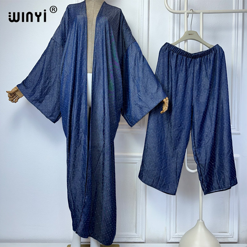 WINYI-Terno jeans de perfuraçã - Women'S Fashion Kimono avaliação e preço